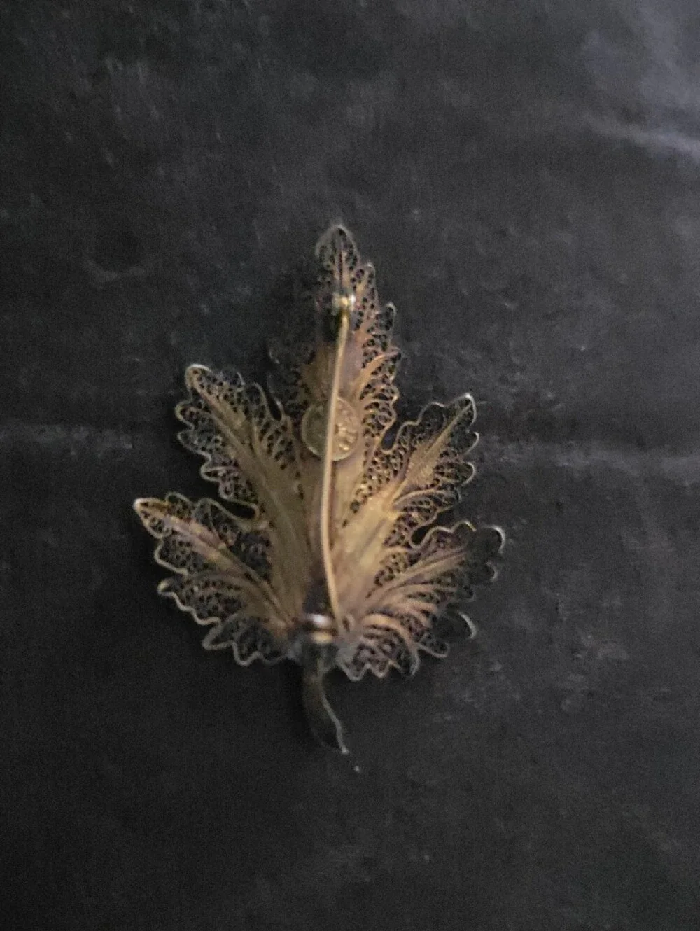 Vintage Sterling Silver Gold Leaf Brooch Stamped . High End